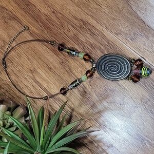 Metal & Glass Bead Necklace